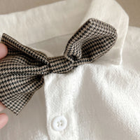 Load image into Gallery viewer, 2 Pieces Set Baby Kid Boys Birthday Party Solid Color Bow Shirts And Checked Pants Wholesale 220122267
