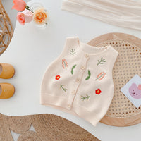 Load image into Gallery viewer, Baby Kid Girls Flower Plant Crochet Embroidered Vests Waistcoats Wholesale 220122421

