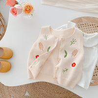 Load image into Gallery viewer, Baby Kid Girls Flower Plant Crochet Embroidered Vests Waistcoats Wholesale 220122421
