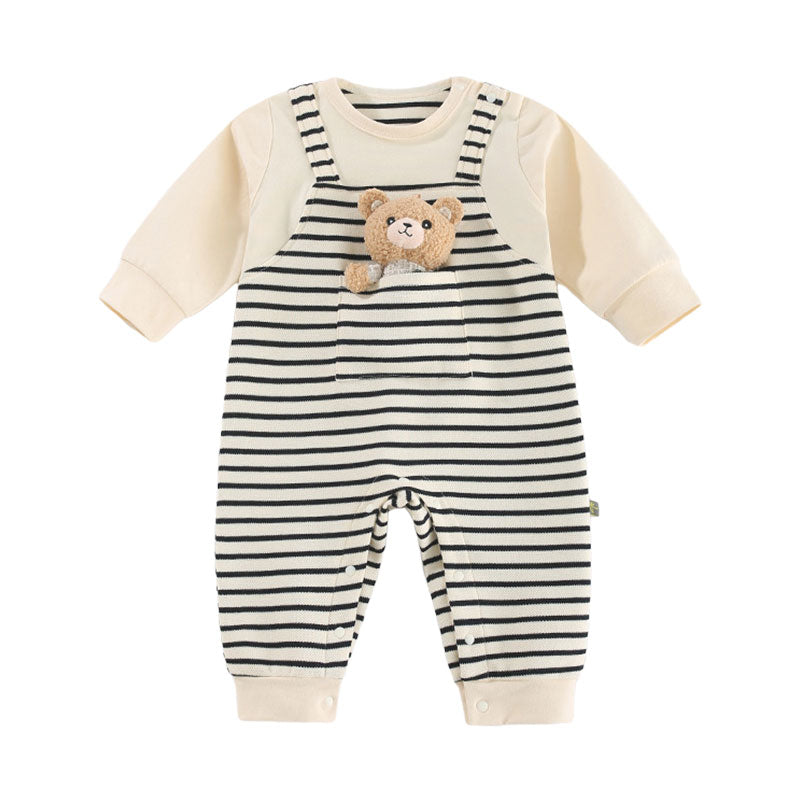 Baby Unisex Striped Color-blocking Cartoon Jumpsuits Wholesale 220211427