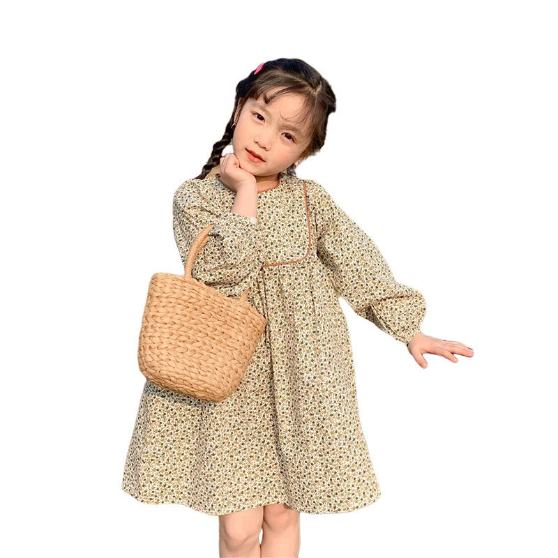 Baby Kid Girls Flower Print Dresses Wholesale 220211438