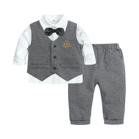 Load image into Gallery viewer, 3 Pieces Set Baby Kid Boys Striped Vests&amp;Waistcoats Pants And Solid Color Shirts Wholesale 220214106
