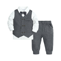 Load image into Gallery viewer, 3 Pieces Set Baby Kid Boys Striped Vests&amp;Waistcoats Pants And Solid Color Shirts Wholesale 220214106
