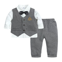 Load image into Gallery viewer, 3 Pieces Set Baby Kid Boys Striped Vests&amp;Waistcoats Pants And Solid Color Shirts Wholesale 220214106
