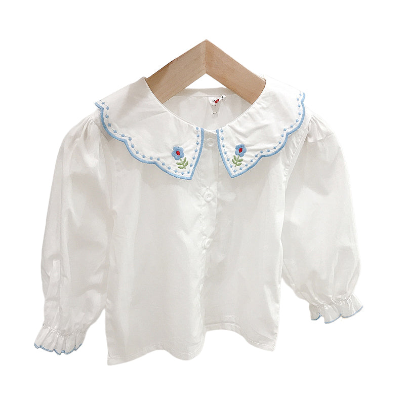 Baby Kid Girls Flower Embroidered Tops Wholesale 220214264