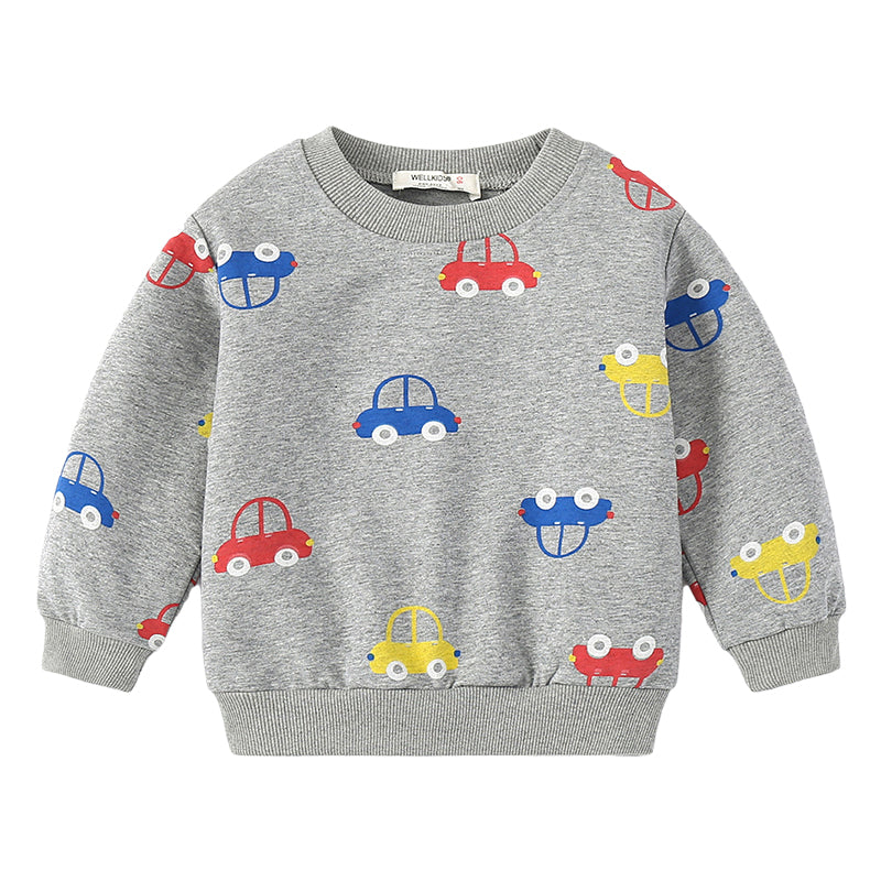 Baby Kid Boys Car Print Hoodies Swearshirts Wholesale 220214572