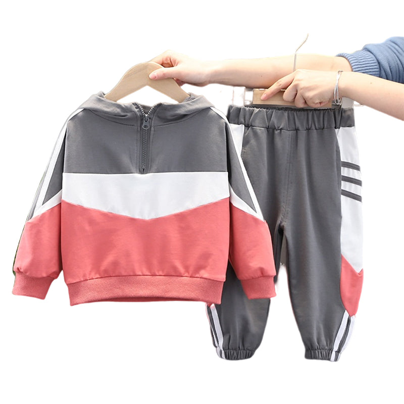 2 Pieces Set Baby Kid Unisex Color-blocking Hoodies Swearshirts And Pants Wholesale 220216105