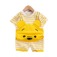 Load image into Gallery viewer, 2 Pieces Set Baby Kid Boys Letters Cartoon Print T-Shirts And Striped Shorts Wholesale 220216118
