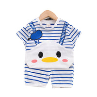 Load image into Gallery viewer, 2 Pieces Set Baby Kid Boys Letters Cartoon Print T-Shirts And Striped Shorts Wholesale 220216118
