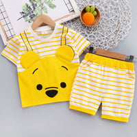 Load image into Gallery viewer, 2 Pieces Set Baby Kid Boys Letters Cartoon Print T-Shirts And Striped Shorts Wholesale 220216118
