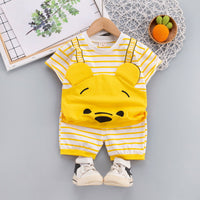 Load image into Gallery viewer, 2 Pieces Set Baby Kid Boys Letters Cartoon Print T-Shirts And Striped Shorts Wholesale 220216118
