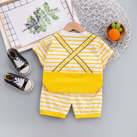 Load image into Gallery viewer, 2 Pieces Set Baby Kid Boys Letters Cartoon Print T-Shirts And Striped Shorts Wholesale 220216118
