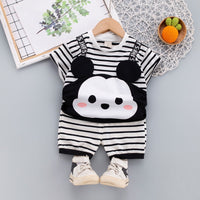 Load image into Gallery viewer, 2 Pieces Set Baby Kid Boys Letters Cartoon Print T-Shirts And Striped Shorts Wholesale 220216118
