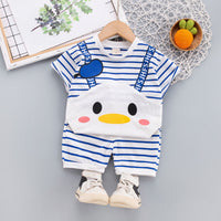 Load image into Gallery viewer, 2 Pieces Set Baby Kid Boys Letters Cartoon Print T-Shirts And Striped Shorts Wholesale 220216118
