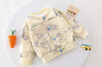 Load image into Gallery viewer, 3 Pieces Set Baby Kid Boys Letters Cartoon Print Jackets&amp;Outwears Tops And Solid Color Jeans Wholesale 220216352
