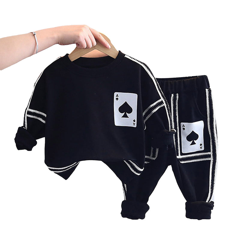 2 Pieces Set Baby Kid Boys Print Hoodies Swearshirts And Pants Wholesale 220216396