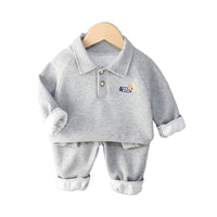 Load image into Gallery viewer, 2 Pieces Set Baby Kid Boys Letters Cartoon Print Tops And Solid Color Pants Wholesale 220216466
