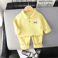 Load image into Gallery viewer, 2 Pieces Set Baby Kid Boys Letters Cartoon Print Tops And Solid Color Pants Wholesale 220216466
