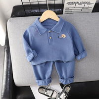 Load image into Gallery viewer, 2 Pieces Set Baby Kid Boys Letters Cartoon Print Tops And Solid Color Pants Wholesale 220216466
