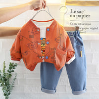 Load image into Gallery viewer, 3 Pieces Set Baby Kid Boys Animals Cartoon Print Tops Letters Jackets Outwears And Solid Color Pants Wholesale 220216527
