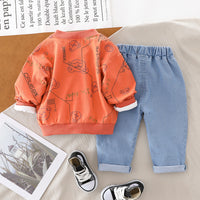 Load image into Gallery viewer, 3 Pieces Set Baby Kid Boys Animals Cartoon Print Tops Letters Jackets Outwears And Solid Color Pants Wholesale 220216527
