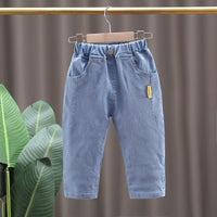 Load image into Gallery viewer, 3 Pieces Set Baby Kid Unisex Checked Print Shirts Letters Cartoon Tops And Jeans Wholesale 220216549
