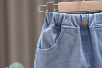 Load image into Gallery viewer, 3 Pieces Set Baby Kid Unisex Checked Print Shirts Letters Cartoon Tops And Jeans Wholesale 220216549
