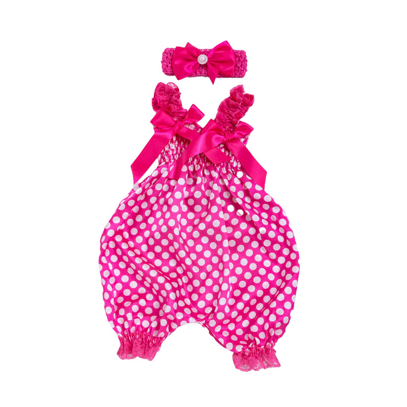 Baby Girls Flower Leopard Polka dots Bow Unicorn Print Jumpsuits Headwear Wholesale 22021808