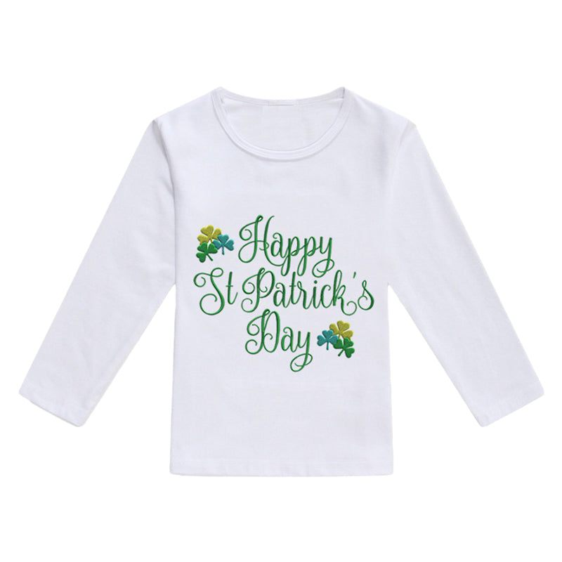 Baby Kid Unisex Letters Flower Print St Patrick's Day Tops Wholesale 22021817