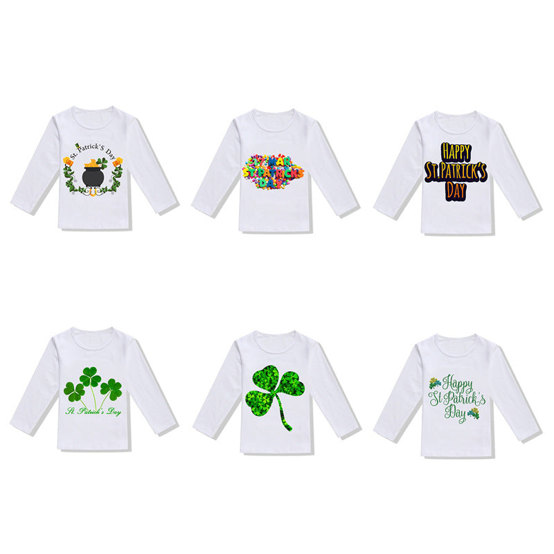 Baby Kid Unisex Letters Flower Print St Patrick's Day Tops Wholesale 22021817