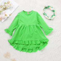 Load image into Gallery viewer, 2 Pieces Set Baby Kid Girls St Patrick&#39;s Day Solid Color Print Dresses And Plant Pants Baby Bibs Wholesale 22021846

