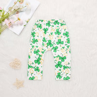 Load image into Gallery viewer, 2 Pieces Set Baby Kid Girls St Patrick&#39;s Day Solid Color Print Dresses And Plant Pants Baby Bibs Wholesale 22021846
