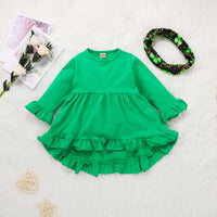 Load image into Gallery viewer, 2 Pieces Set Baby Kid Girls St Patrick&#39;s Day Solid Color Print Dresses And Plant Pants Baby Bibs Wholesale 22021846
