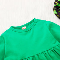 Load image into Gallery viewer, 2 Pieces Set Baby Kid Girls St Patrick&#39;s Day Solid Color Print Dresses And Plant Pants Baby Bibs Wholesale 22021846
