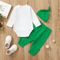 Load image into Gallery viewer, 3 Pieces Set Baby Unisex St Patrick&#39;s Day Letters Color-blocking Bow Rompers And Flower Print Pants And Solid Color Hats Wholesale 22021879
