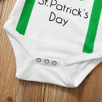 Load image into Gallery viewer, 3 Pieces Set Baby Unisex St Patrick&#39;s Day Letters Color-blocking Bow Rompers And Flower Print Pants And Solid Color Hats Wholesale 22021879
