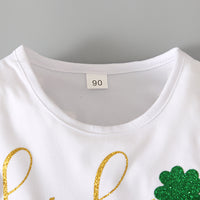 Load image into Gallery viewer, Baby Kid Girls Letters Color-blocking Flower Checked Bow Print St Patrick&#39;s Day Dresses Wholesale 22021881
