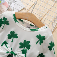 Load image into Gallery viewer, Baby Kid Girls Color-blocking Flower Bow Print St Patrick&#39;s Day Dresses Wholesale 22021884
