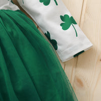 Load image into Gallery viewer, Baby Kid Girls Color-blocking Flower Bow Print St Patrick&#39;s Day Dresses Wholesale 22021884
