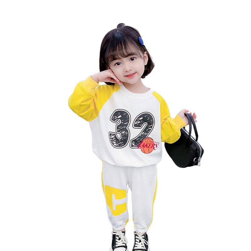 2 Pieces Set Baby Kid Girls Letters Cartoon Print Hoodies Swearshirts And Alphabet Pants Wholesale 220223158