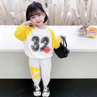 Load image into Gallery viewer, 2 Pieces Set Baby Kid Girls Letters Cartoon Print Hoodies Swearshirts And Alphabet Pants Wholesale 220223158
