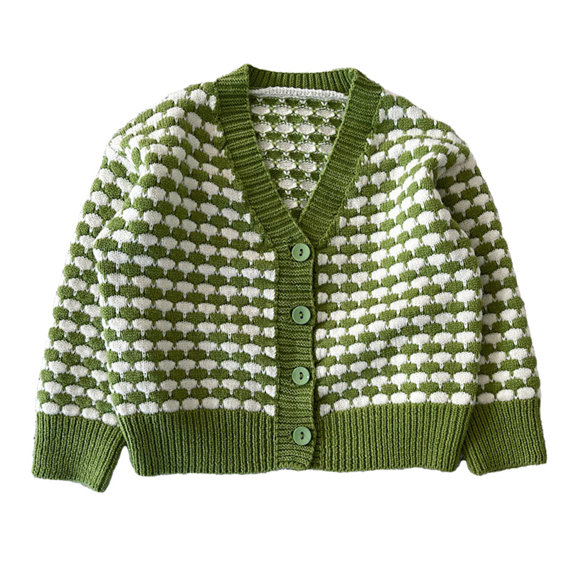 Baby Kid Boys Color-blocking Checked Cardigan Knitwear Wholesale 220223168