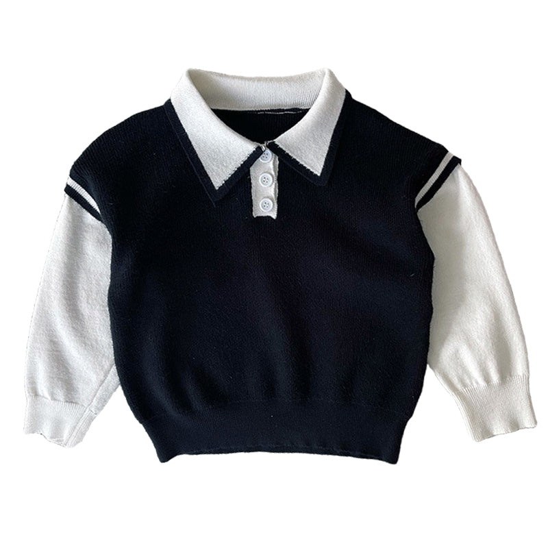 Baby Kid Boys Color-blocking Crochet Polo Shirts Sweaters Wholesale 220223273