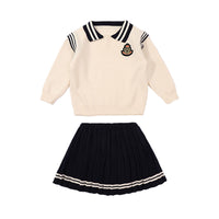Load image into Gallery viewer, 2 Pieces Set Baby Kid Girls Striped Embroidered Sweaters And Skirts Wholesale 220223291
