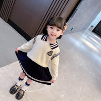Load image into Gallery viewer, 2 Pieces Set Baby Kid Girls Striped Embroidered Sweaters And Skirts Wholesale 220223291
