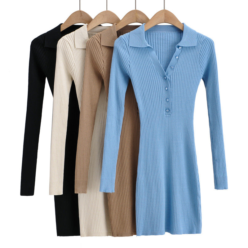 Women Solid Color Polo Shirts Dresses Wholesale 220224130