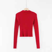 Load image into Gallery viewer, Women Solid Color Muslin&amp;Ribbed Polo Shirts Knitwear Wholesale 220224202
