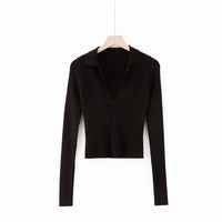 Load image into Gallery viewer, Women Solid Color Muslin&amp;Ribbed Polo Shirts Knitwear Wholesale 220224202
