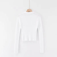 Load image into Gallery viewer, Women Solid Color Muslin&amp;Ribbed Polo Shirts Knitwear Wholesale 220224202
