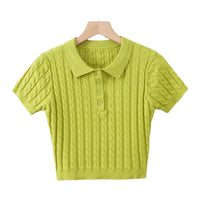 Load image into Gallery viewer, Women Solid Color Polo Shirts Knitwear Wholesale 220224208
